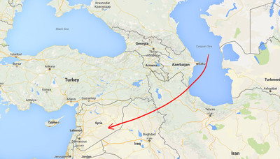  مسیر شلیک موشک روسیه به سمت داعش 