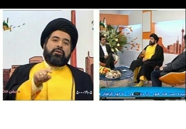 تصاویر/ یک روحانی با لباس زرد در تلویزیون