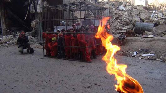 کودکان‎سوری در قفس‌های داعش +عکس
