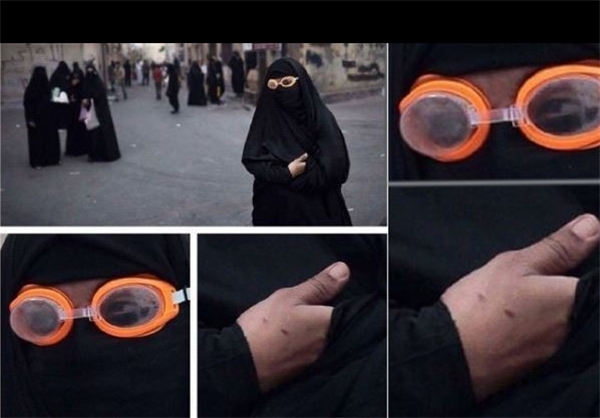 حضور مأموران بحرین با پوشش زنانه +عکس