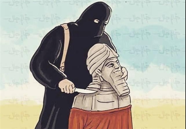 کاریکاتور/ تیغ بی‌فرهنگی داعش بر گلوی تاریخ