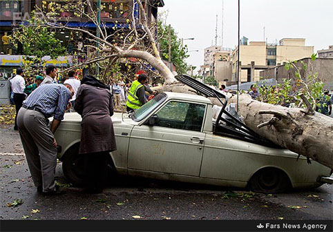 تصاویر/خسارات ناشی از طوفان گرد و غبار در تهران