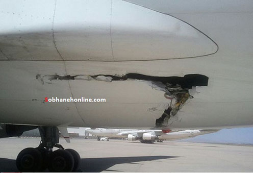 برخورد شدید اتوبوس با ایرباس در فرودگاه امام +تصاویر