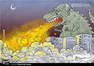 کاریکاتور/ گودزیلا به غزه می آید!