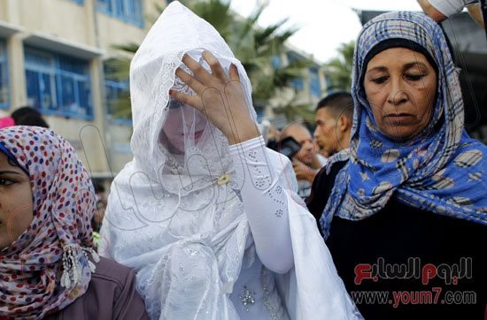مراسم ازدواج در مدرسه پناهندگان غزه +تصاویر