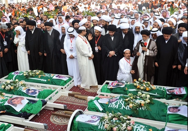 خاکسپاری پیکر شهدای کشتار الاحساء + تصاویر