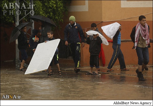 بارندگی‌ شدیدومشکلات در غزه +تصاویر