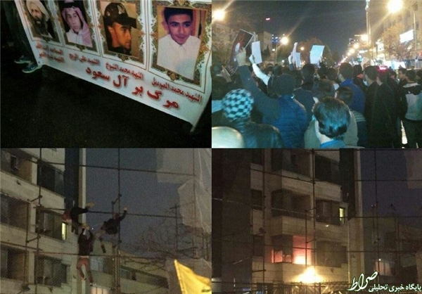 کنسولگری عربستان در مشهد به آتش کشیده شد +تصاویر