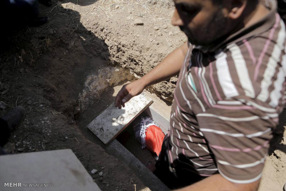 عکس/ نوزاد سوزانده شده فلسطینی در قبر