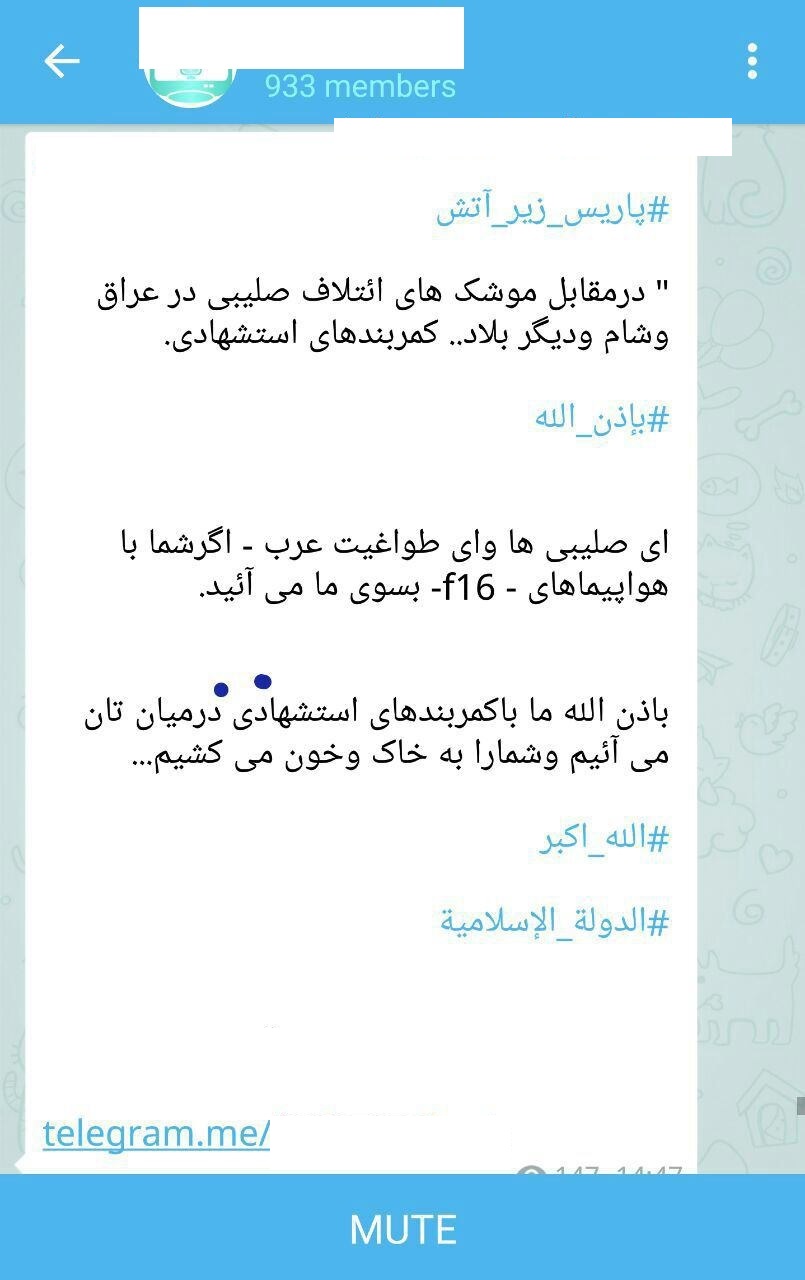 عکس/ کانال فارسی تلگرام داعش!