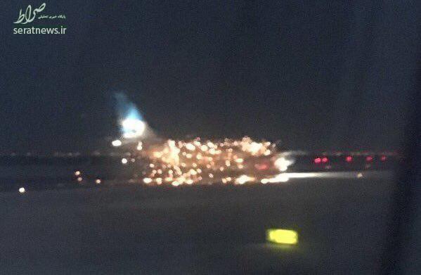 هواپیمایی در فرودگاه «جان اف کندی» آتش گرفت +عکس