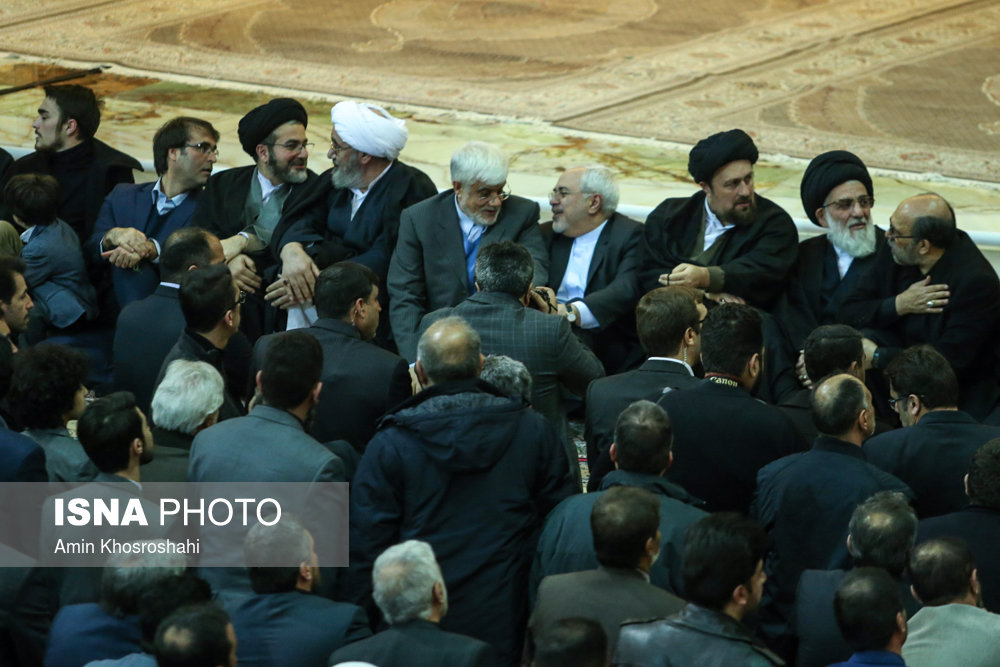 عکس/ ظریف، عارف و حسن خمینی در مراسم چهلم مرحوم هاشمی