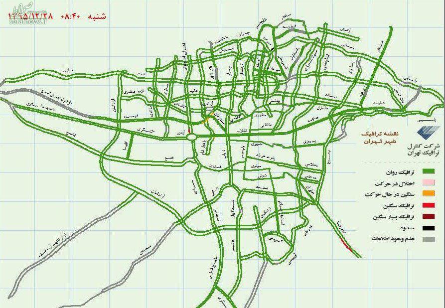 نقشه/ اولین شنبه بی ترافیک تهران