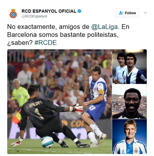 توئیتی که بر دشمنی اسپانیول و بارسلونا دامن زد! + تصاویر