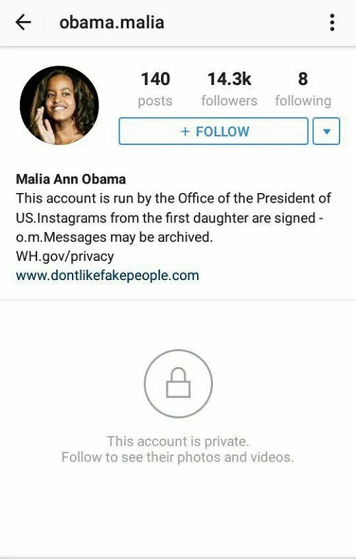 عکس/دختر اوباما صفحه اینستاگرامش را پرایوت کرد