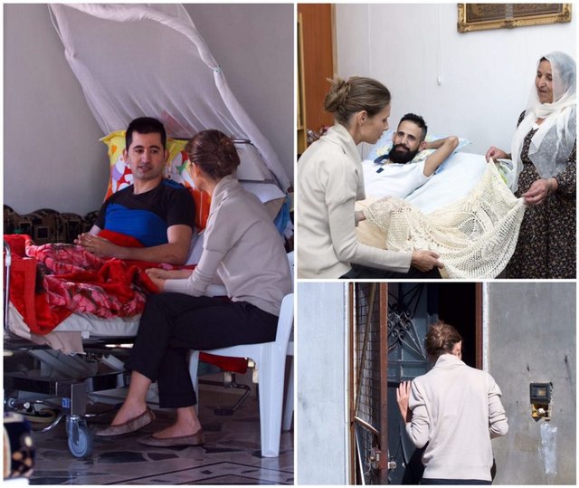 عیادت همسر اسد از مجروحان جنگ +عکس
