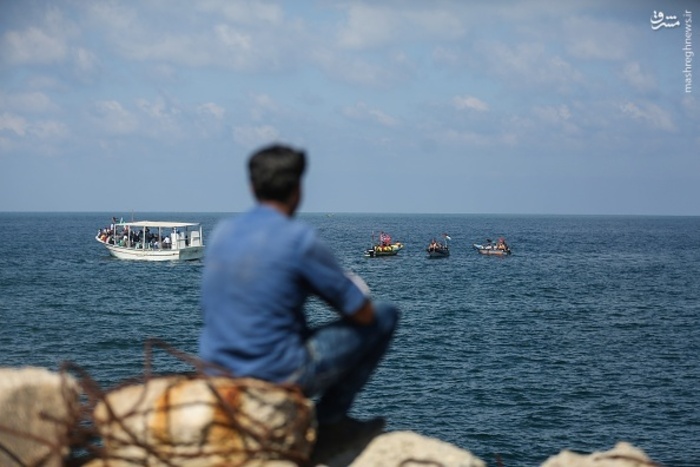 تصاویر/راهپیمائی دریایی فلسطینی‌ها