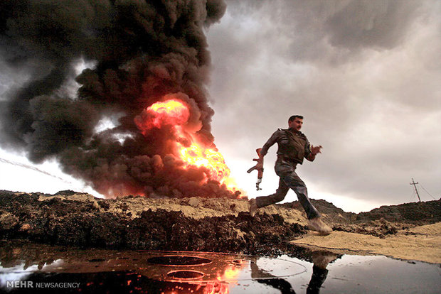 عکس/آتش گرفتن چاه نفت در عراق