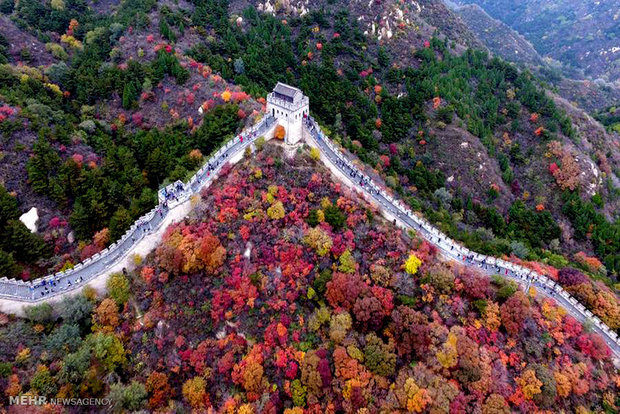 عکس/منظره پاییزی از دیوار چین