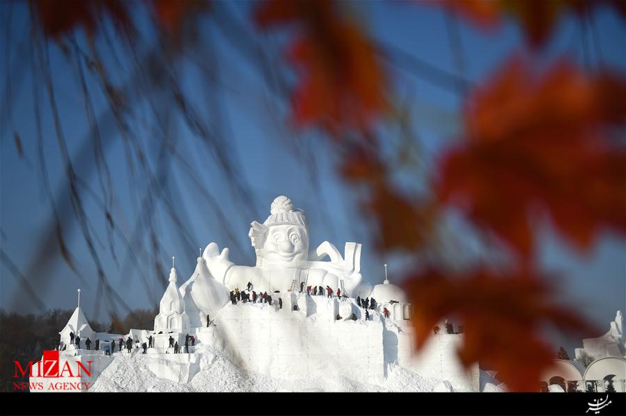 تصاویر/ بلندترین مجسمه برفی