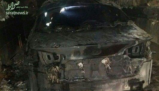 خودرو جاسم کرار در آتش سوخت +عکس