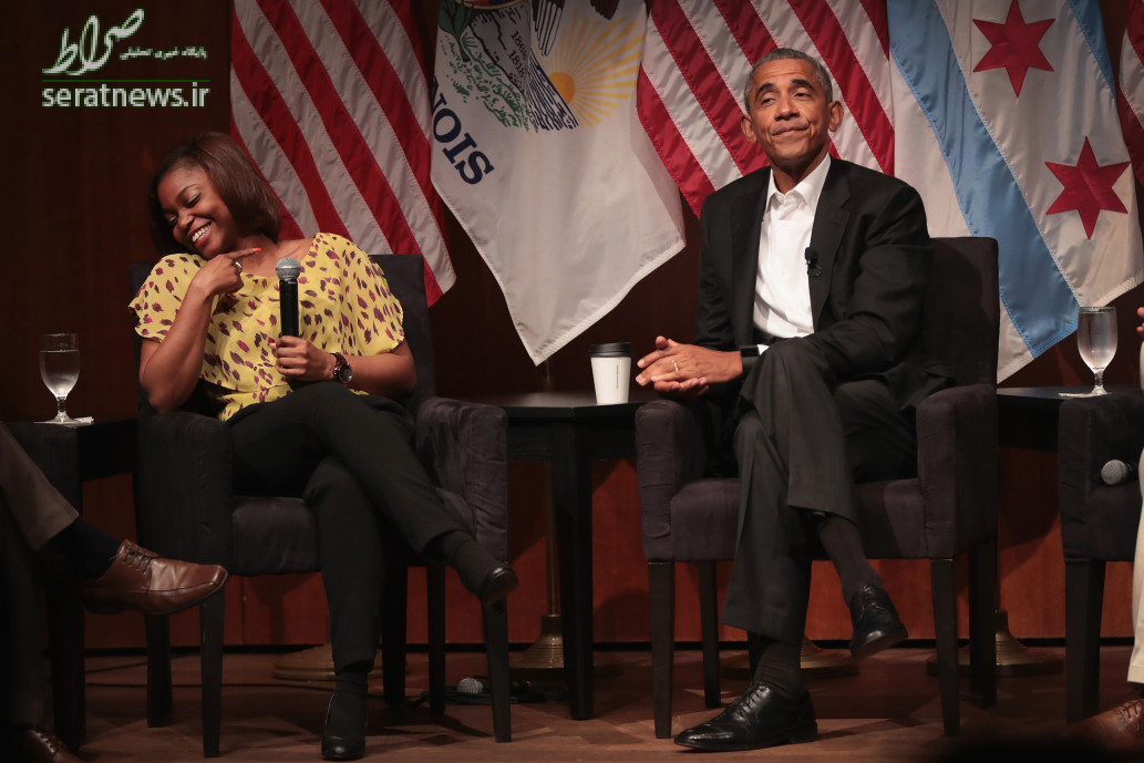 خنده دکتر تیفانی براون به باراک اوباما رییس جمهور سابق آمریکا در دانشگاه شیکاگو
