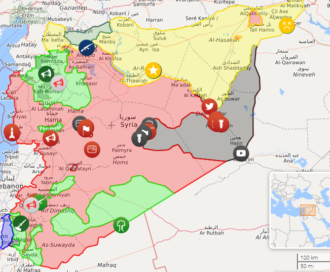 چند درصد خاک سوریه در کنترل سوریه و مقاومت است؟ +نقشه