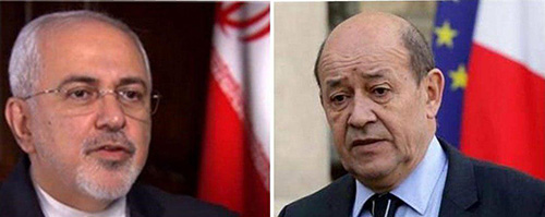 گفتگوی ظریف با وزیر خارجه فرانسه در خصوص برجام