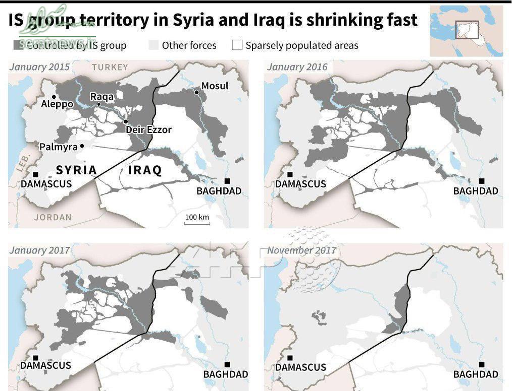 عکس/ مناطق تحت تصرف داعش در عراق و سوریه