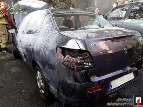 آتش گرفتن خودرو رانا در تهران +عکس