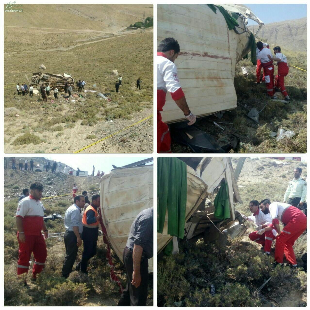 سقوط مرگبار مینی‌بوس به دره/ ۱۳ نفر کشته شدند +عکس
