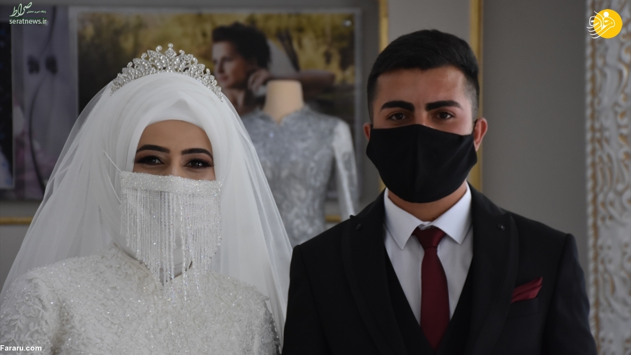 عکس/ اضافه شدن ماسک به لباس عروس!