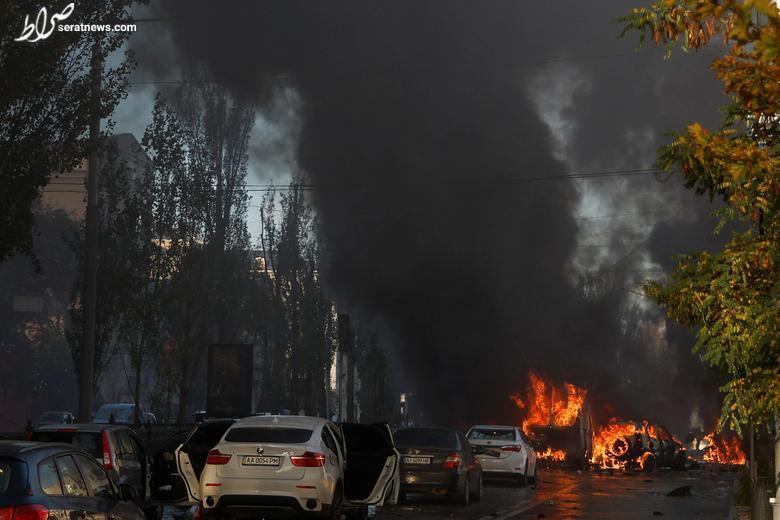 عکس/ حمله موشکی گسترده روسیه به شهر