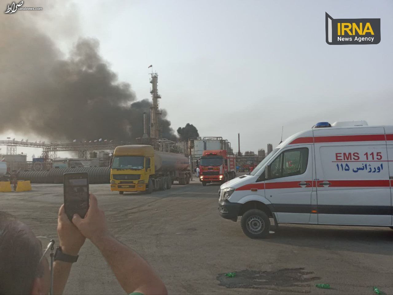 تصاویری از آتش سوزی در مخزن‌های نفتی شهرک صنعتی خلیج فارس بندرعباس