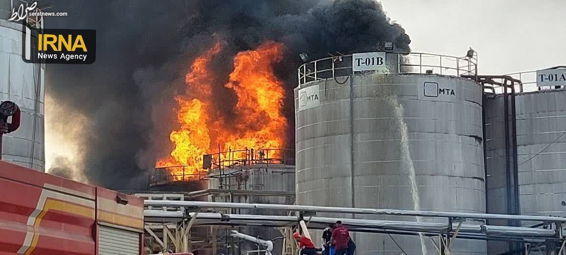 تصاویری از آتش سوزی در مخزن‌های نفتی شهرک صنعتی خلیج فارس بندرعباس
