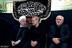 تصاویر / ظریف، لاریجانی، یونسی، جهانگیری در آخرین روز مراسم عزاداری حضرت اباعبدالله الحسین (ع) در دفتر حسن روحانی