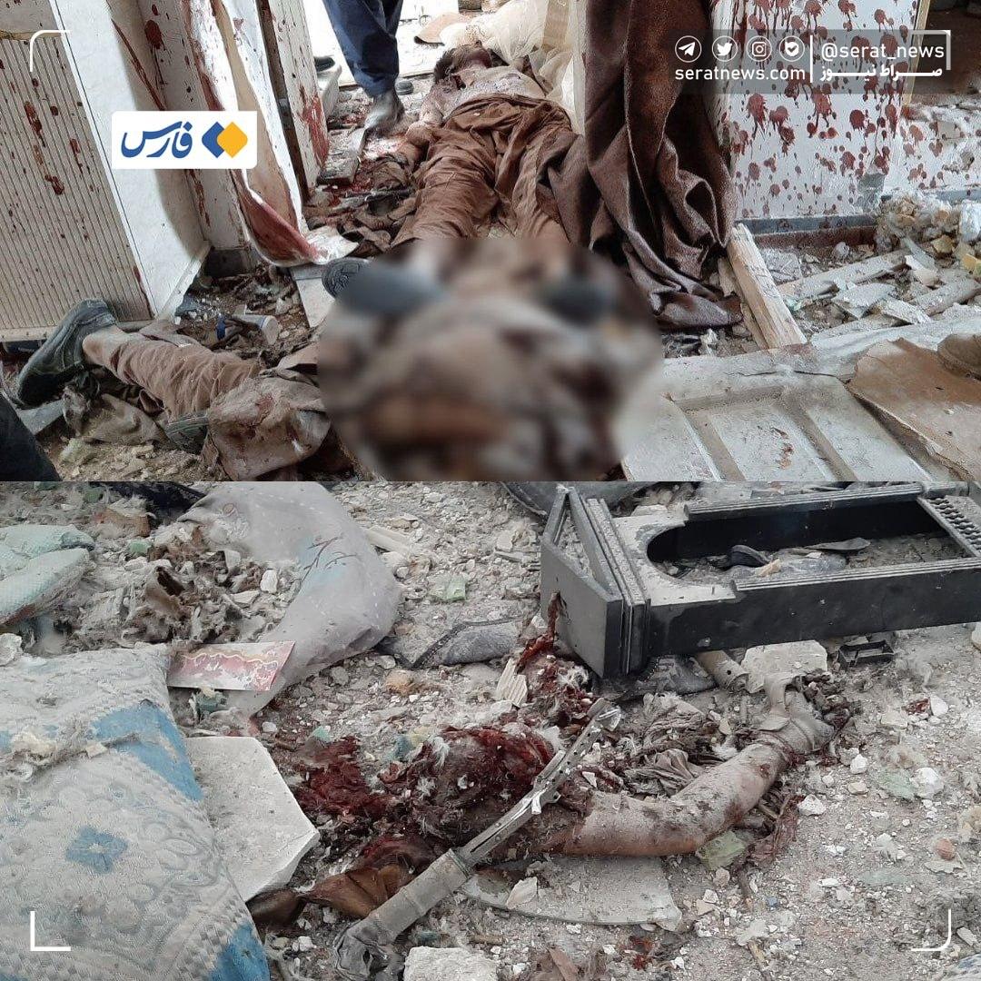 عکس/ تصاویری از باقی‌ماندهٔ جنازهٔ تروریست‌های انتحاری گروهک جیش‌الظلم
