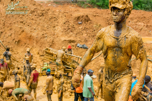 کارگران معدن طلا در غنا 