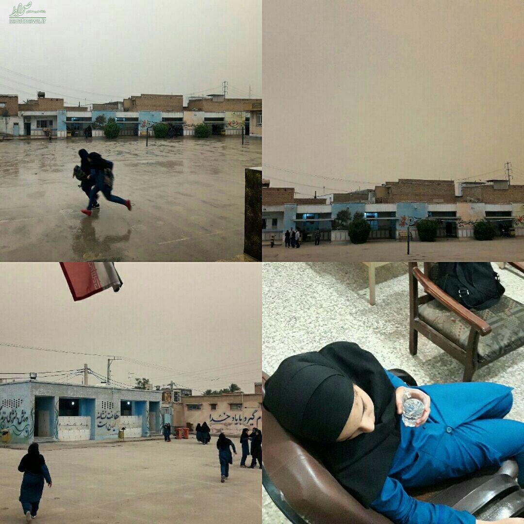 حال و روز مدرسه‌ای در اهواز در هوای غبارآلود+ عکس